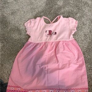 Pink Kids Dress with Heart Trim